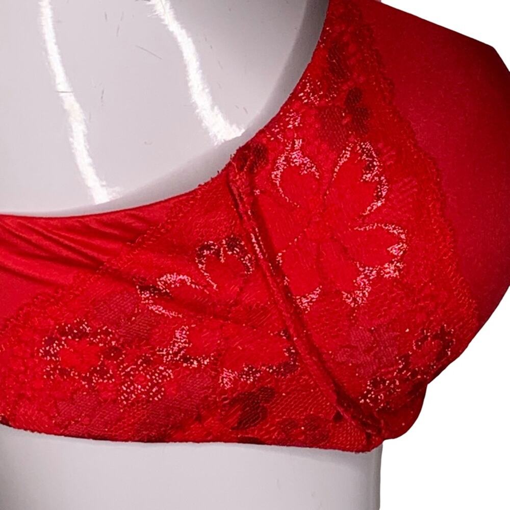 Victoria's Secret Push-Up Satin & Shimmer Lace Red Bra Adjustable Straps Sz 36C - Picture 6 of 10